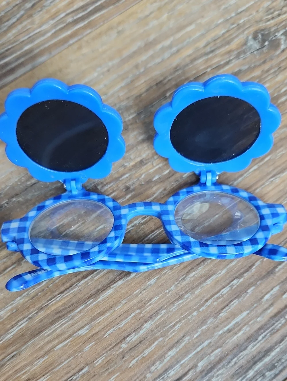 Vintage Kids Sunglasses Blue Gingham Check